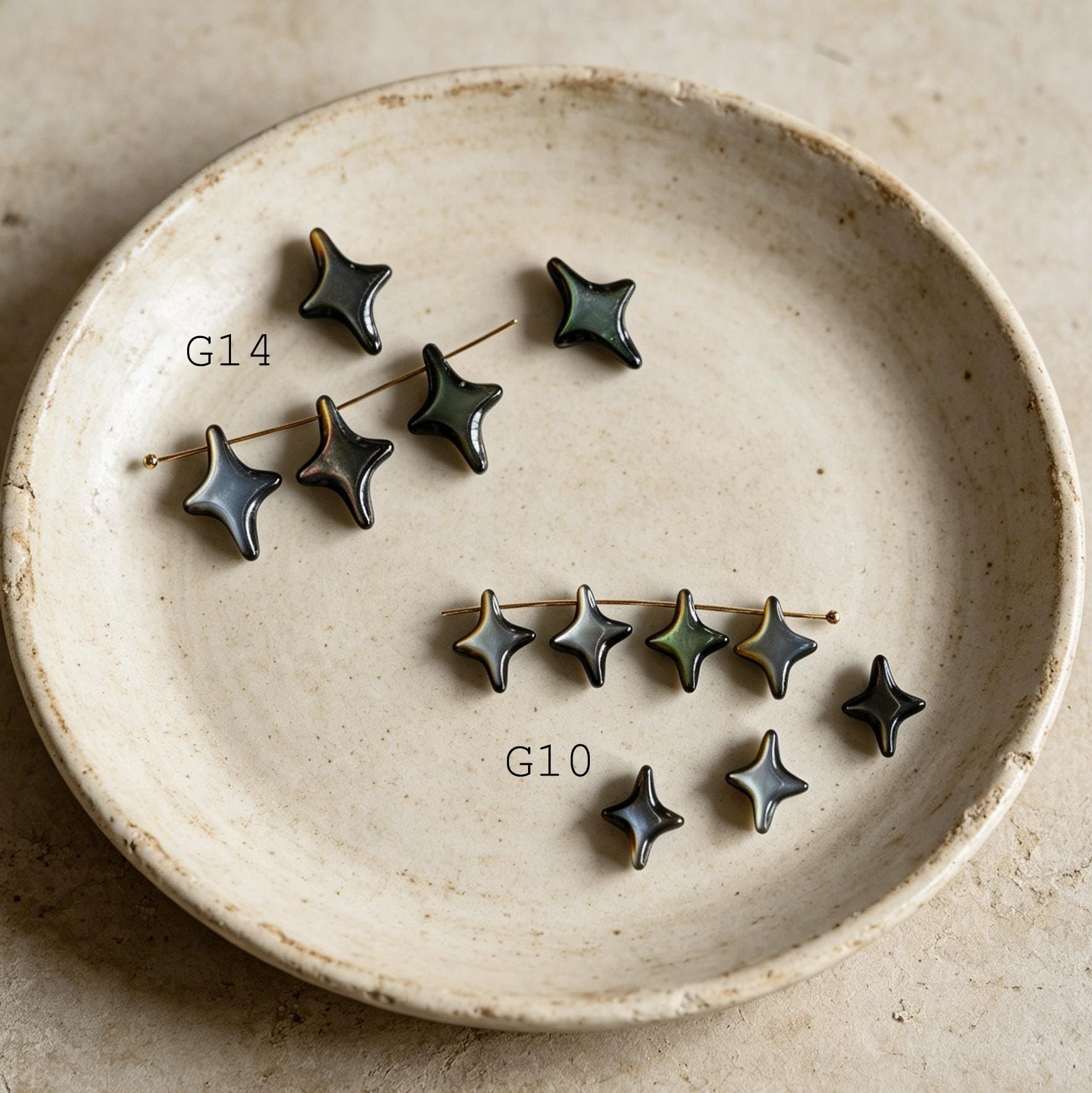 4pcs Moon & Star Mother of Pearl Beads, Celestial DIY Jewelry Supplies, Crescent and Cross Beads, Bracelet Necklace Earring Making (BK-037)